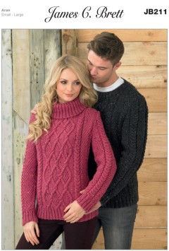James C Brett 211 Sweaters in Rustic With Wool Aran (leaflet)