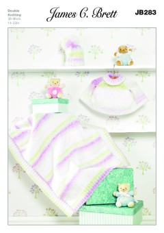 James C Brett 283 Baby Cape, Blanket and Hat in Baby Marble DK (leaflet)