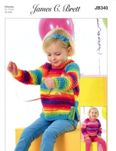 James C Brett 340 Girls Sweater and Tunic in Party Time Chunky (leaflet)