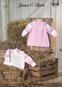 James C Brett 786 A Line Dress and Sweater in Baby Aran (leaflet)