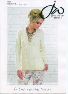 Jenny Watson 5027 Long Sweater with Optional Hood in Pure Merino DK (leaflet)