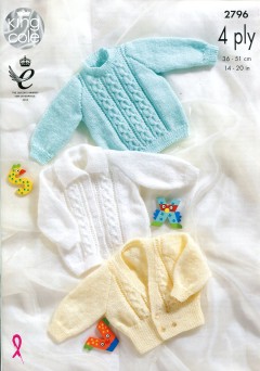 King Cole 2796 Sweater, Jacket and Cardigan in 4 Ply (leaflet)
