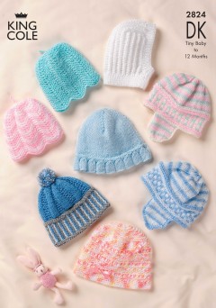 King Cole 2824 Baby Hats in DK (downloadable PDF)