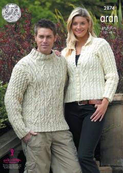 King Cole 2874 - Adults Sweater and Jacket in Fashion Aran (downloadable PDF)