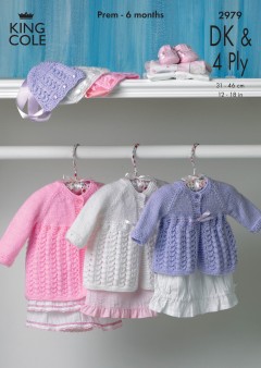 King Cole 2979 Matinee Coat and Bonnet in Baby DK & Baby 4 Ply (leaflet)