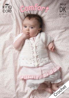 King Cole 3015 Baby Cardigan, Sweater and Slipover in Comfort DK (leaflet)