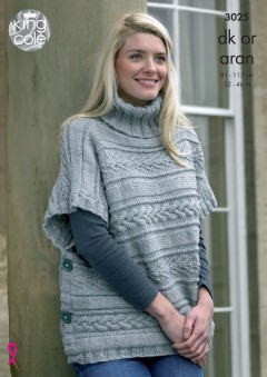 King Cole 3025 - Ladies Capes in DK and Fashion Aran (downloadable PDF)