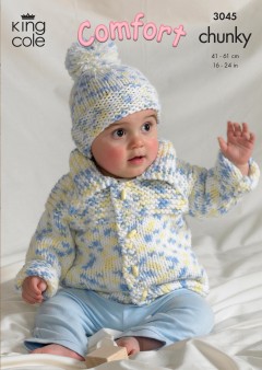 King Cole 3045 Baby Jacket, Sweater, Bolero and Hat in Comfort Chunky (leaflet)