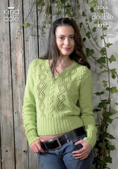 King Cole 3068 Ladies Slipover and Sweater Pattern in Bamboo DK (downloadable PDF)