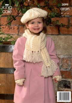 King Cole 3099 Sweater, Jacket, Hat, Scarf and Mittens in Aran (downloadable PDF)