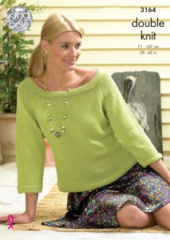 King Cole 3164 - Ladies Cardigan and Top in Bamboo Cotton DK or Smooth DK (downloadable PDF)