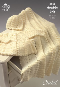 King Cole 3259 Coat, Shawl and Hat in Baby Comfort DK (leaflet)