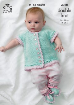King Cole 3320 Baby "Girl's Own" Cardigan, Shoes and Pram Cover in Bamboo Cotton DK (downloadable PDF)