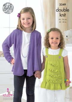 King Cole 3349 - Girls Cardigan and Top in Bamboo Cotton DK (downloadable PDF)