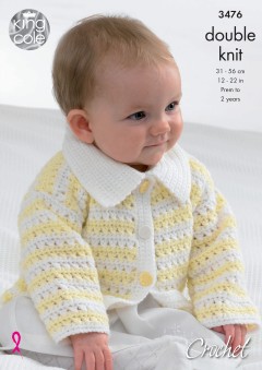 King Cole 3476 - Babies Hooded Jacket, Cardigan, Sweater and Waistcoat in Comfort DK (downloadable PDF)