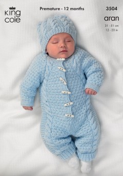 King Cole 3504 All-in-One, Coat, and Hat in Comfort Aran (downloadable PDF)