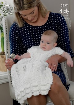 King Cole 3537 Dress, Bolero, Bootees and Hat in Comfort 4 Ply (downloadable PDF)