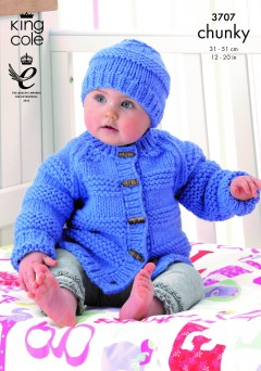 King Cole 3707 Baby Jacket, Hat and Mittens in Comfort Chunky (leaflet)
