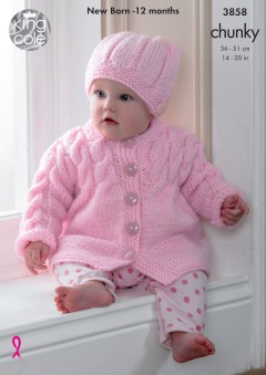 King Cole 3858 - Baby Coats, Sweater and Hat in Big Value Chunky (downloadable PDF)