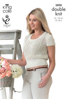 King Cole 3898 - Ladies Tops in Giza Cotton DK (downloadable PDF)