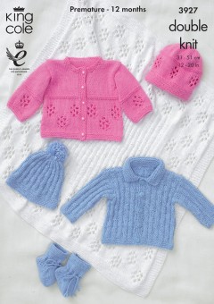 King Cole 3927 Jacket, Hat, Shawl and Bootees in Cottonsoft DK (downloadable PDF)