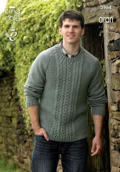 King Cole 3964 Boys and Mens Sweater and Hoodie in Aran (downloadable PDF)