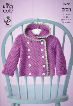 King Cole 3972 Baby Dress, Coat, Hoodie and Bootees in Comfort Aran (downloadable PDF)