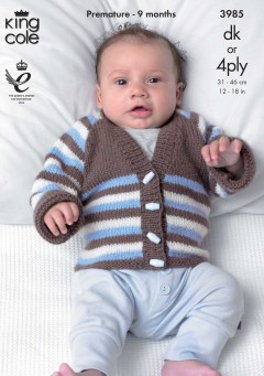 King Cole 3985 Baby Cardigans in Comfort 4 Ply or DK (downloadable PDF)