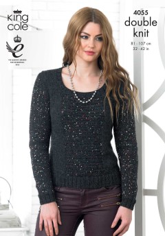 King Cole 4055 Ladies Sweater & Slipover in Cosmos & DK (downloadable PDF)