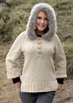 King Cole 4061 Sweater with Hood and Top with Seperate Cowl (downloadable PDF)