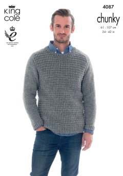 King Cole 4087 Mens Sweater & Hoodie in Big Value Chunky (leaflet)
