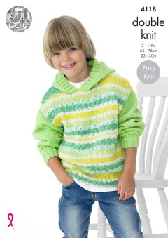 King Cole 4118 - Childrens Sweater Dress and Hoodie in Splash DK (downloadable PDF)