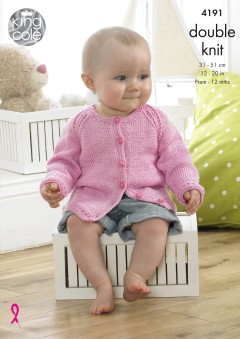 King Cole 4191 - Baby Cardigans, Top, Hoodies and Hat in Giza Cotton DK (downloadable PDF)