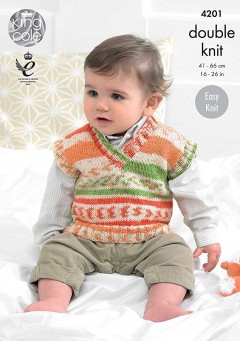 King Cole 4201 Baby Boys Sweaters and Tank Top in Cherish and Cherished DK (downloadable PDF)