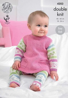 King Cole 4203 Tunic, Cardigan and Leggings in Cherish DK, and Cherished DK (downloadable PDF)