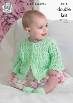 King Cole 4214 Baby Matinee Coats, Cardigan and Shoes in Comfort DK (downloadable PDF)