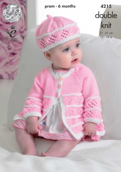 King Cole 4215 Baby Matinee Coats, Cardigan, Beret and Hat in Comfort DK (downloadable PDF)