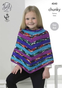 King Cole 4242 Poncho, Snood, Scarf and Hat in Big Value Multi Chunky (downloadable PDF)