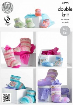 King Cole 4325 Hug Slippers in in Drifter for Baby DK and Comfort DK (downloadable PDF)