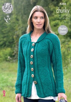 King Cole 4386 Ladies Coat and Cardigan in Big Value Chunky (downloadable PDF)