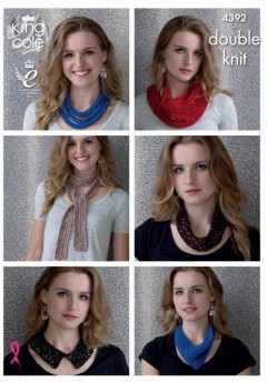 King Cole 4392 Necklaces, Snoods, Collar and Scarf in Cosmos and Smooth DK  (downloadable PDF)