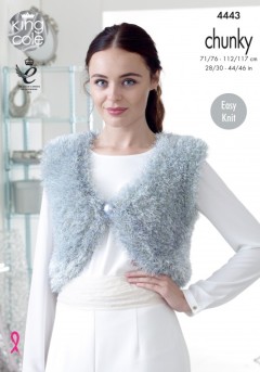 King Cole 4443 V and Round Neck Boleros in Tinsel Chunky  (downloadable PDF)