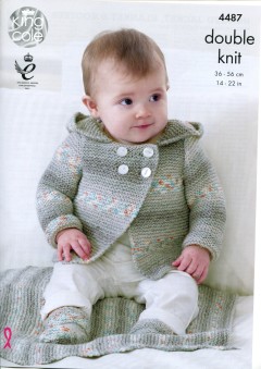 King Cole 4487 Hooded Jacket, Blanket & Bootees in Drifter For Baby DK  (leaflet)