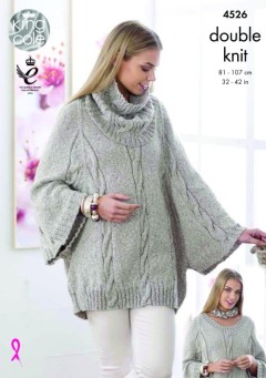 King Cole 4526 Cape, Cowl Collar and Cardigan in Authentic DK (downloadable PDF)