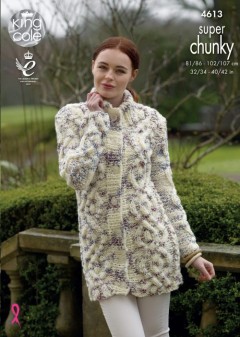 King Cole 4613 Coat and Cardigan in Big Value Super Chunky Twist (downloadable PDF)