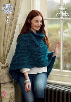 King Cole 4618 Sweater and Poncho in Big Value Super Chunky Twist (downloadable PDF)