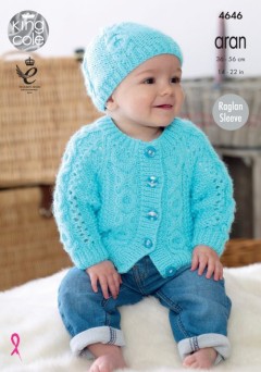 King Cole 4646 Sweater, Cardigan, Hat, Scarf and Bootees in Comfort Aran (downloadable PDF)