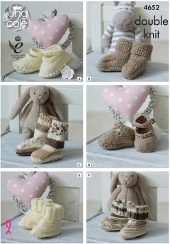 King Cole 4652 Baby Socks, Booties and Shoes in Cherish and Cherished DK (leaflet)