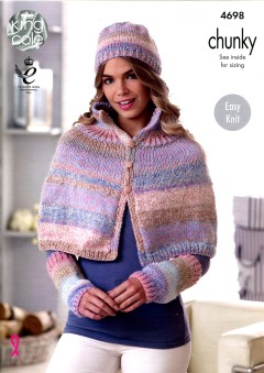 King Cole 4698 Cape , Shoulder Wrap, Hat and Wristwarmers in Cotswold Chunky (downloadable PDF)
