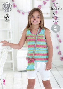 King Cole 4771 Girs' Tops and Bag in Cottonsoft Crush DK (downloadable PDF)
